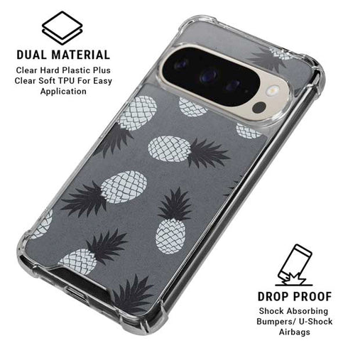 Black and White Pineapples Pixel 9/9 Pro Clear Case